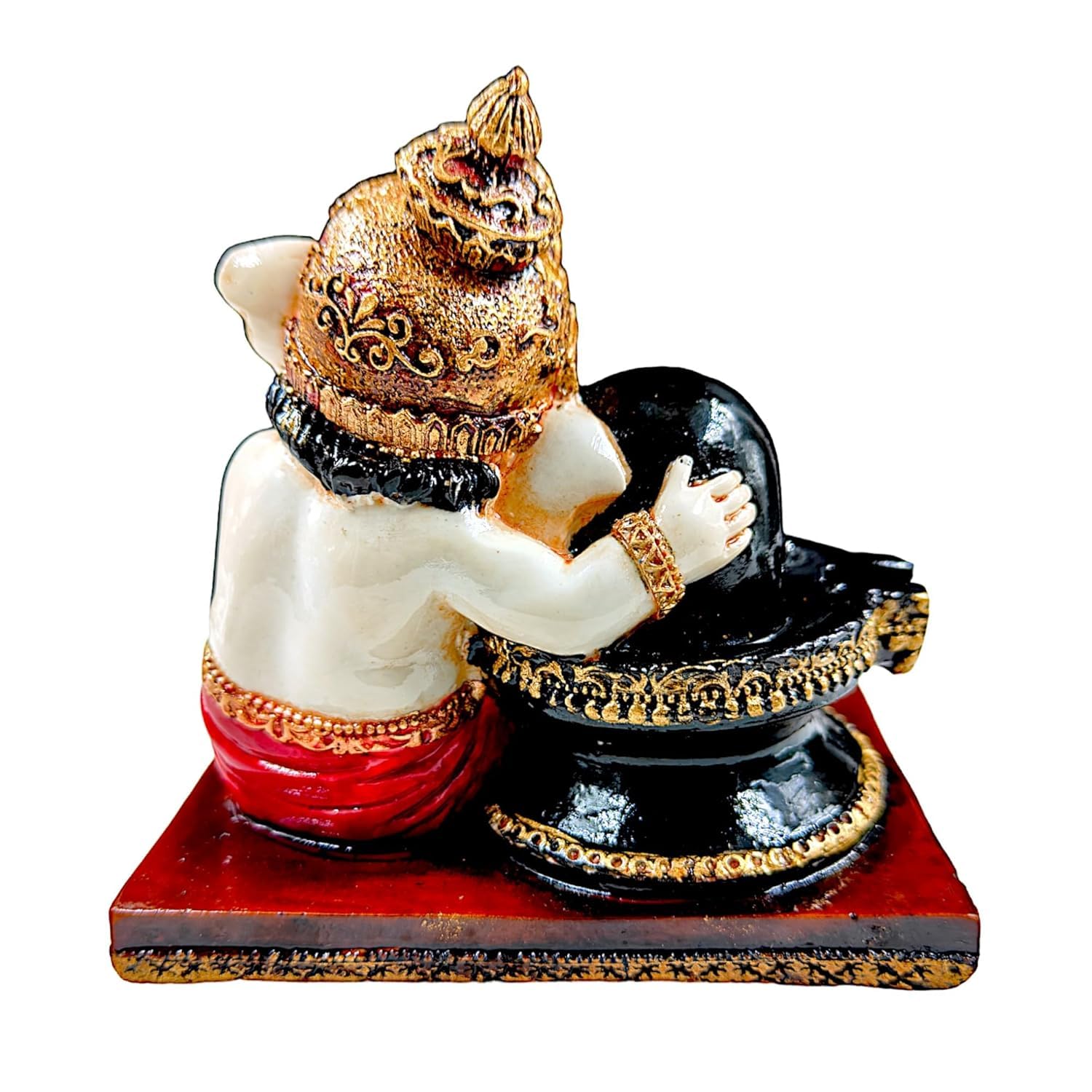 Ani Divine Ganesh Ji Ki Murti With Shivling Pooja Pose || Cute Shivling Ganesha Idol Showpiece For Home Decor, Gift, Office, Car